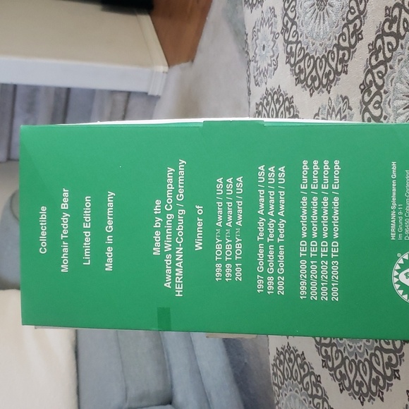 Vintage "Rare" Limited Edition Hermann Bavarian Edelweiss Mohair Teddy Bear #606 - Picture 15 of 16